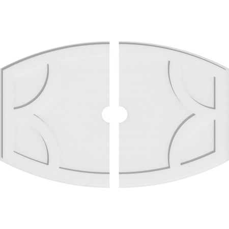 Ekena Millwork Kailey Architectural PVC Ceiling Medallion, 40"W x 26 5/8"H x 3"ID x 21 1/2"C x 1"P, Two-Piece CMP40X26KY2-03000